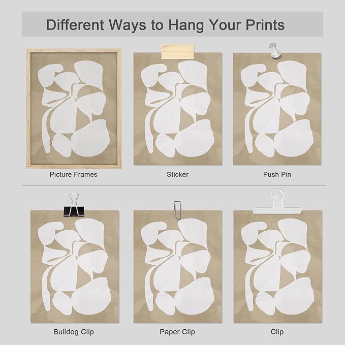 SIGNWIN Adhesive Canvas Poster Tropical Mid-Century Modern Hawaiian Geometric Print Abstract Shapes Illustrations Minimalism Decorative Rustic Cozy Zen for Living Room, Bedroom, Office - 12"x16"x4