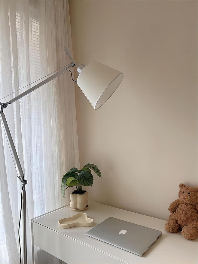 LIGHTLAND Modern Nordic Medieval ins Wind Cloth Cover Floor lamp Living Room Bedroom Study Table Double Rocker arm Adjustable Fishing Light - Small