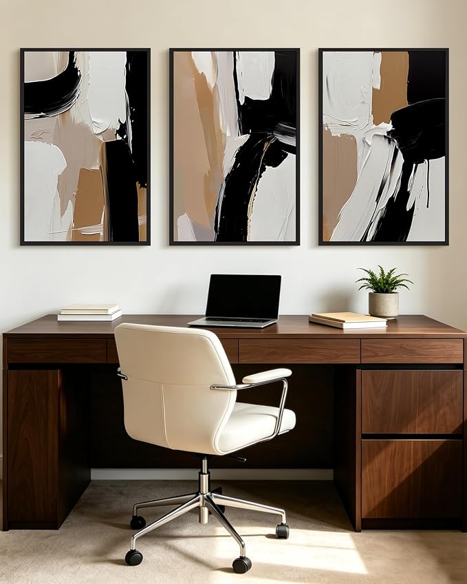 KUVIOKE Black Abstract Shapes Framed Canvas Wall Art Minimalist Graffiti Pastel Wall Decor Modern Illustration Art Painting for Bedroom Dining Room 24x36in (Black Framed)
