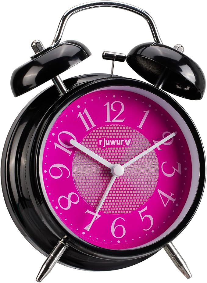 rjuwurv 4" Loud Alarm Twin Bell Alarm Clock, Night Light, Desk Clock Table Alarm Clock Bedroom Alarm Clock(Sweet Cool)