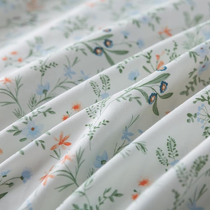HoneiLife Botanical Duvet Cover Queen - 100% Cotton Comforter Cover Sets, Floral Duvet Cover Sets,Wildflower Bedlinen Set for Queen Beds