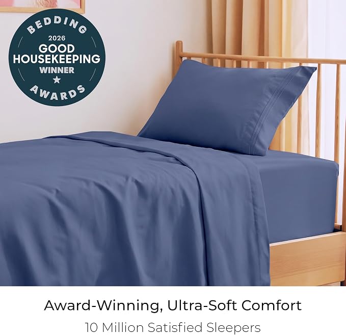 Mellanni Twin XL Sheets Set - 3 PC Iconic Collection Bedding - Hotel Luxury, Extra Soft, Cooling Bed Sheets - Wrinkle, Fade, Stain Resistant (Twin Extra Long, Blue Nova)