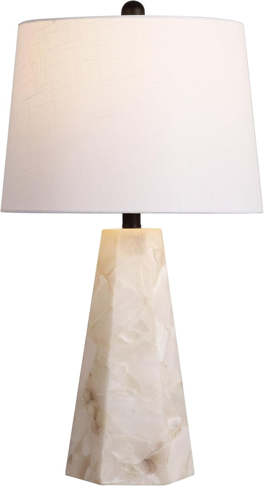 JONATHAN Y 25.5" Natural/Black Modern Table Lamp for Bedroom, White Linen Shade, Contemporary Bedside Nightstand Lamp for Living Room, LED Bulb Included (JYL6205B)