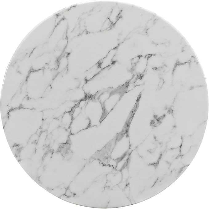 Modway Lippa Round 28" Mid-Century Modern Artificial Marble Dining Table in White