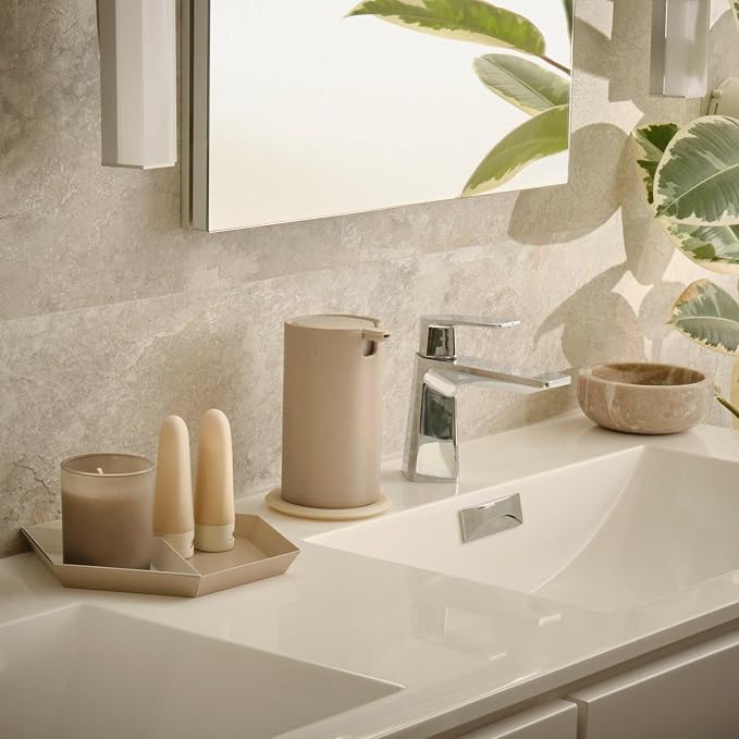 LINE+ARC Modern Easy-to-Press Soap Dispenser (Sage). No-Rust Cute Bathroom Green Marble Kitchen Sink Ergonomic Liquid Lotion Shampoo Conditioner
