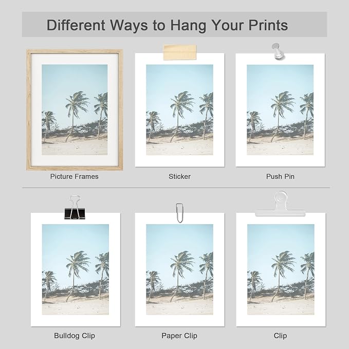 SIGNWIN Adhesive Canvas Poster Washed Out Tropical Island Palm Tree Beach Landscape Nature Wilderness Photography Realism Decorative Rustic Cozy Zen for Living Room, Bedroom, Office - 11"x14"x4