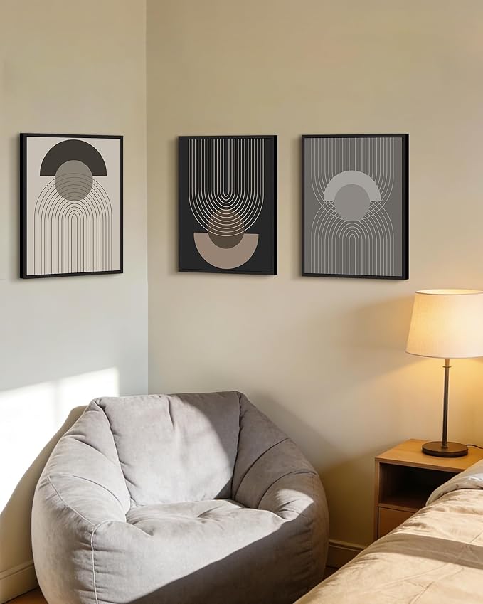 Boho Vintage Line Wall Art Framed Mid Century Bohemain Wall Decor Abstract Modern Artwork Home Office Living Room Prints Ready to Hang 11x14in Black Framed