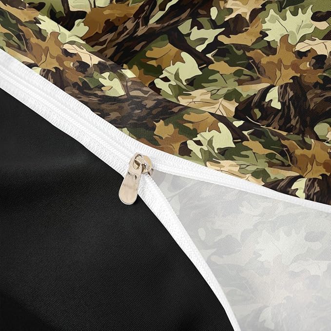 Natural Green Duvet Cover Set Botanical Leaf Plant Girl Toddler Bedding Set for Preteen Boys Girls | Rustic Western Camo Tree Comforter Cover Hunting Farmhouse Bed Sets, Room Decor Aesthetic