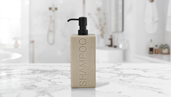Rectangular Resin Dispenser Premium Bathroom Shampoo Conditioner Body Wash Bottle Modern Refillable Pump Design