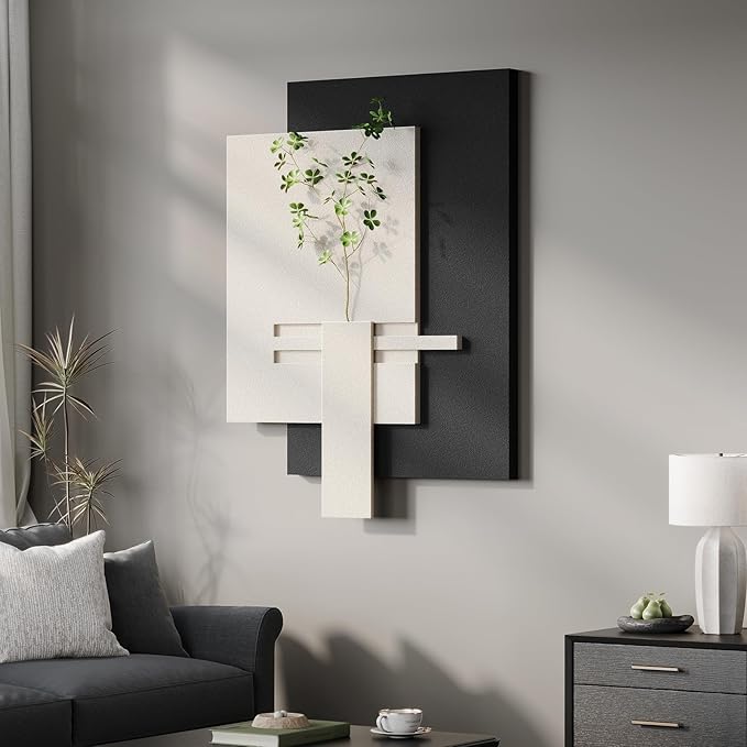 Cuspin Large Black and White Wall Art for Living Room, Modern Minimalist Artwork for Walls, 3D Textured Paintings Wall Decor for Bedroom Dining Room Hallway Office