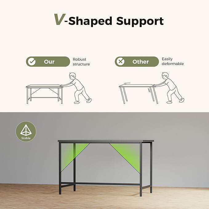 Mericonia 48 inch Computer Desk, Gaming Desk for Small Spaces, Modern Simple Style Table for Home Office, Study Student Writing Table