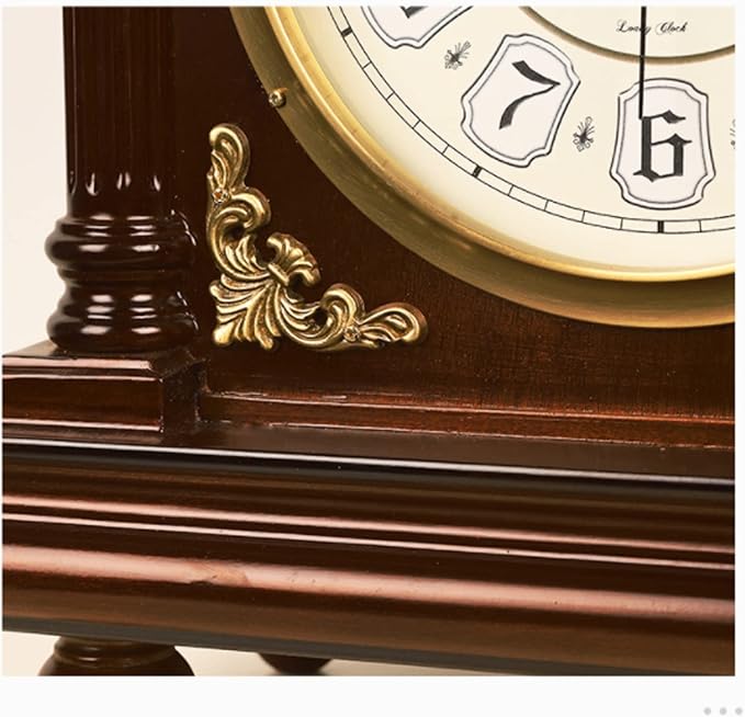 Desk Clock Brass Chinese Classical Wood Desk Clock Living Room Desktop Home Retro Ornaments Desk Clock Suitable Home Bedroom Decor