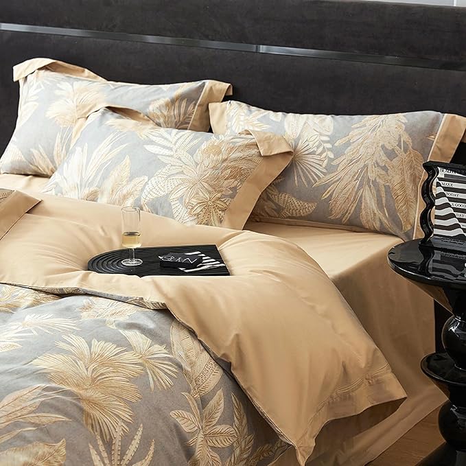 100% Cotton Duvet Cover King Size Set - Reversible Floral Botanical Design, Soft Breathable & Skin-Friendly Comfort for All Season, Includes 1 Patterned Duvet Cover 104"x90" + 2 Pillowcases
