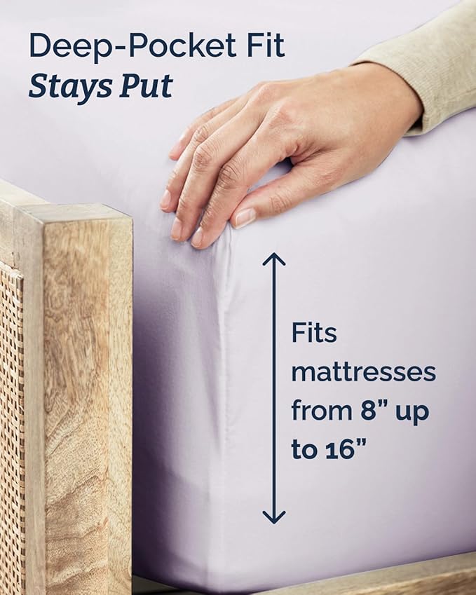 Twin XL Size 3 Piece Sheet Set - Comfy Breathable & Cooling Sheets - Hotel Luxury Bed Sheets for Women & Men - Deep Pockets, Easy-Fit, Soft & Wrinkle Free Sheets - Light Lavender Oeko-Tex Bed Sheets