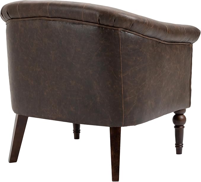 UIXE PU Leather Barrel Club Chairs Set of 6, Modern Arm Accnet Chair Comfy Upholstered Armchair, Nailhead Trim Living Room Single Sofa Reading Seat Bedroom Side Sitting for Office, Chocolate