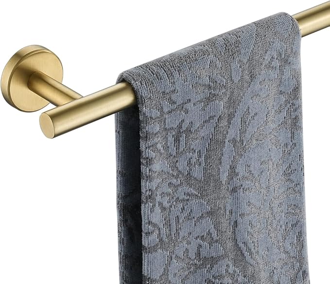 JQK Bath Towel Bar, 27 Inch Brushed Light Gold Towel Rack Bathroom, 304 Stainless Steel Thicken 0.8mm Towel Holder Wall Mount, Useable Length 24 Inch, TB110L24-BG