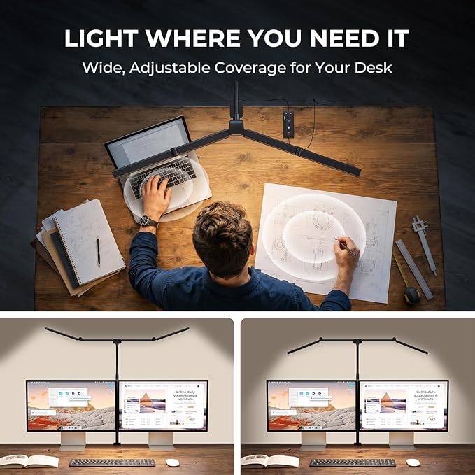 LED Desk Lamps for Home Office,Smart Adjustable Swing Arm Desk Lamp with Clamp,Gooseneck Tall Clip on Desk Light for Sewing,Reading,Drawing,Workbench,Study,Screen,Crafting,Monitor Architect,Computer