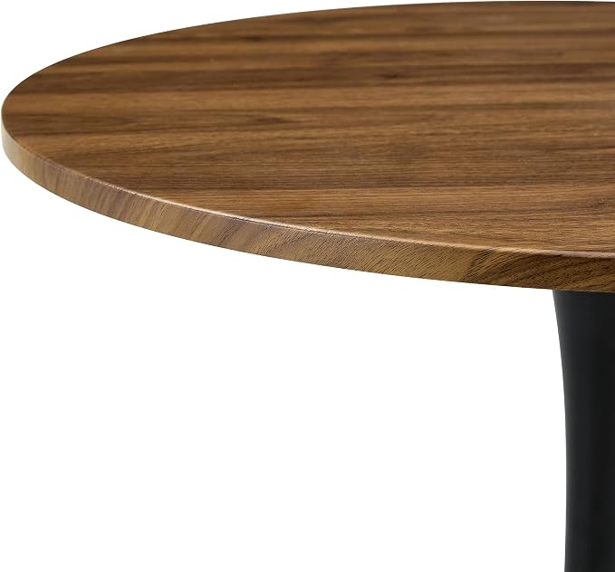 31.5 Inch Round Dining Table for 2-4 People with Walnut Tabletop,Mid-Century Walnut Tulip Kitchen Table, Pedestal Base Table for Small Space Kitchen Dining Room