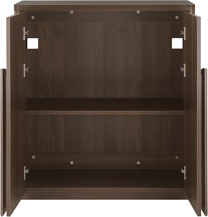CHITA Sideboard Buffet Cabinet with Storage, Small Storage Cabinet with Doors and Shelves for Living Room Accent, Bar, Kitchen, Set of 2, Walnut