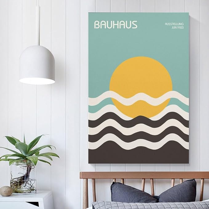 Bauhaus Poster Wall Art,Exhibition Wall Art, Stylish Mid Century Home Decor Canvas Wall Art Print Poster For Home School Office Decor Unframe-style 12x18inch(30x45cm)