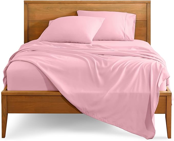 Bare Home King Sheet Set - 1800 Ultra-Soft Microfiber King Bed Sheets - Double Brushed - Deep Pockets - Easy Fit - 4 Piece Set - Bedding Sheets & Pillowcases (King, Light Pink)