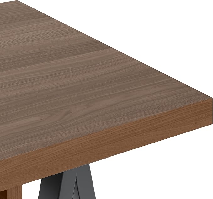 SIMPLIHOME Sawhorse Industrial 60 inch Wide SOLID WALNUT WOOD and Metal Desk in Walnut for the Office Desk, Writing Table, Workstation and Study Table