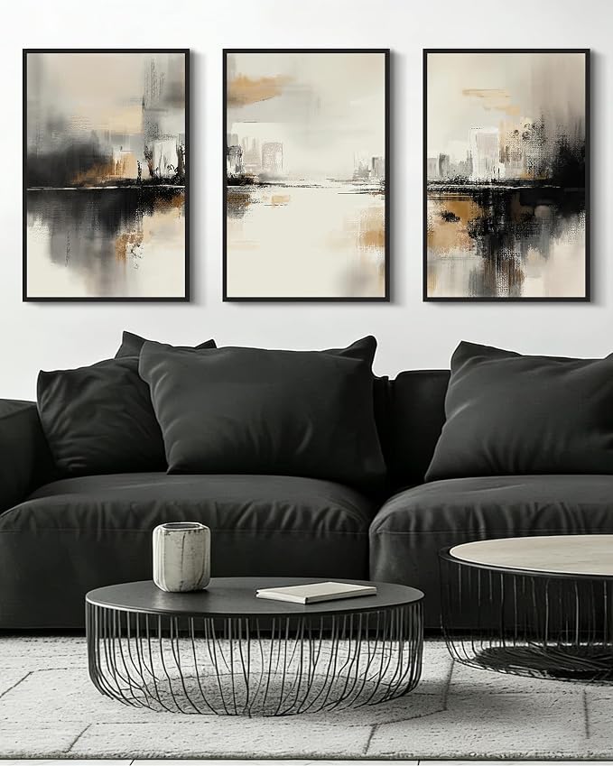 Drsoum Boho Plant Wall Art Framed Bohemian Wall Decor Abstract Geometry Artwork Hallway Bedroom Home Office Prints Ready to Hang 16x24in Black Framed