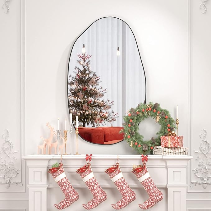 Irregular Asymmetrical Mirror Wall Mounted, Unique Vanity Mirror,Shaped Dressing Mirror Decorative for Living Room, Bathroom, Bedroom, Entryway Wall Decor, 33.5"×20.5"