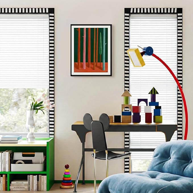 Framed Abstract Forest Wall Art for Living Room, 11x14 Inch Modern Geometric Tree Print, Colorful Minimalist Artwork for Walls with Matte Black Metal Frame and Acrylic Front,Bedroom Office Wall Decor