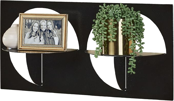 Touch of Class Corydon Horizontal Modern Metal Wall Shelf with Two Shelves | Shelving Decor for Bedroom, Living Room, Bathroom, Kitchen, Hallway, Entryway