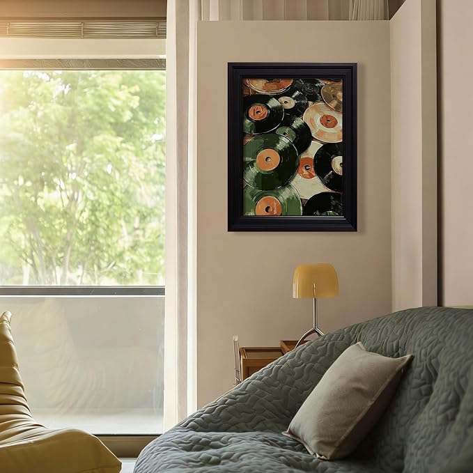Music Vinyl Records Poster Vintage Abstract Mid Century Wall Art Modern Trendy Canvas Aesthetic Prints for Living Room Bedroom Wall Decor 08x10 inch Vintage Framed Music Lovers Gifts