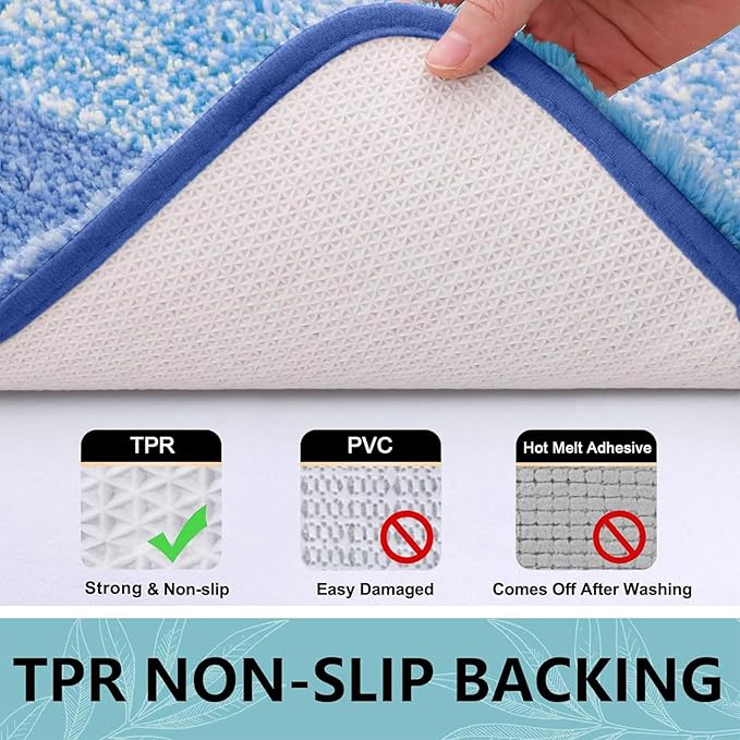 Arotive Microfiber Bathroom Rugs, Shaggy Soft and Absorbent Bath Rug, Non-Slip, Thick Plush Machine Washable Dry Bath Mats for Bathroom, Tub and Shower, 59x24, Light Royal Blue, Rectangular