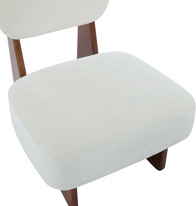 Accent Chairs Set of 2, Mid-Century Modern Chair with Polyester Upholstery, Wood Base with Walnut Finish, Minimalist and Stylish Accent Seating for Living Room, Bedroom, Balcony, Walnut