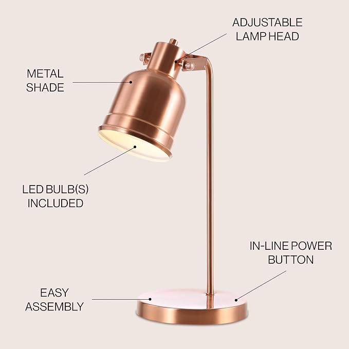 JONATHAN Y 18" Copper Metal LED Task Lamp JYL6112A