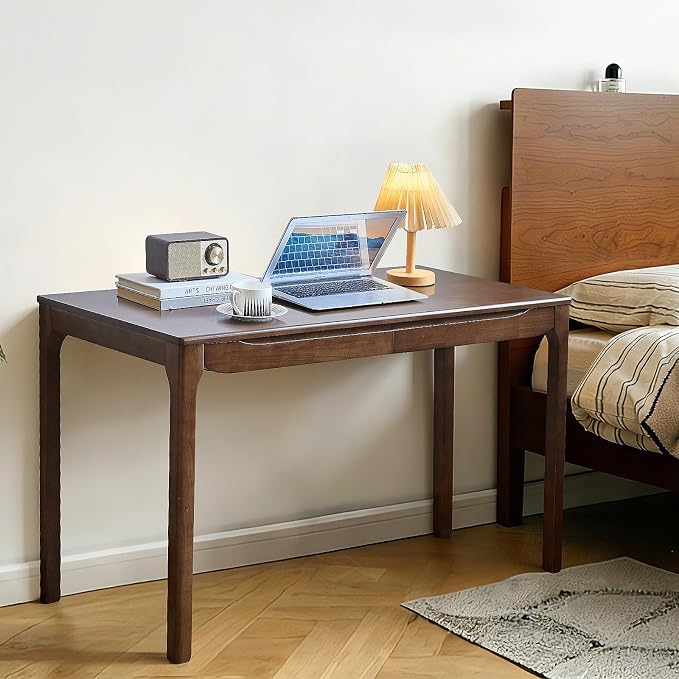 Widen Solid Wood Desk with Drawers,47"X24" Wood Writing Desk for Small Space,Student Computer PC Desks,Home Desks for Work,Gaming Study Desk for Bedroom Escritorios Desk Table (Walnut, 47”)