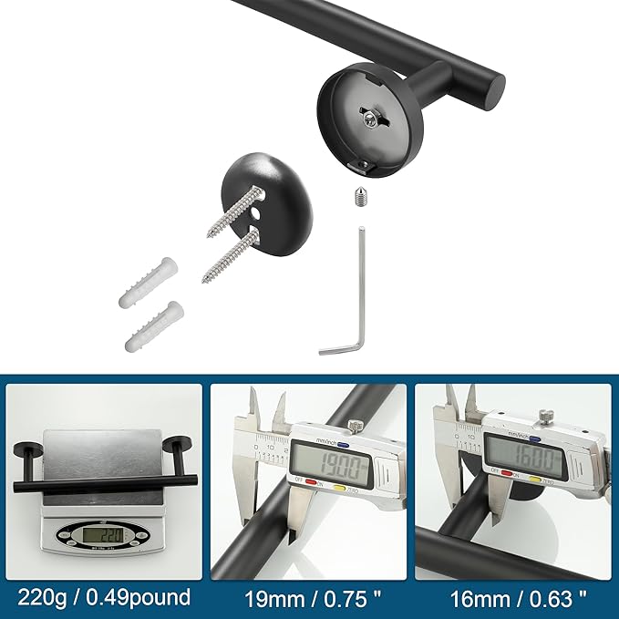 Sayayo Matte Black Hand Towel Holder for Bathroom, 12 Inch Towel Bar Towel Rack for Kitchen, Towel Ring Towel Rod Wall Mount SUS304 Stainless Steel (Hanging Length 9-Inch)