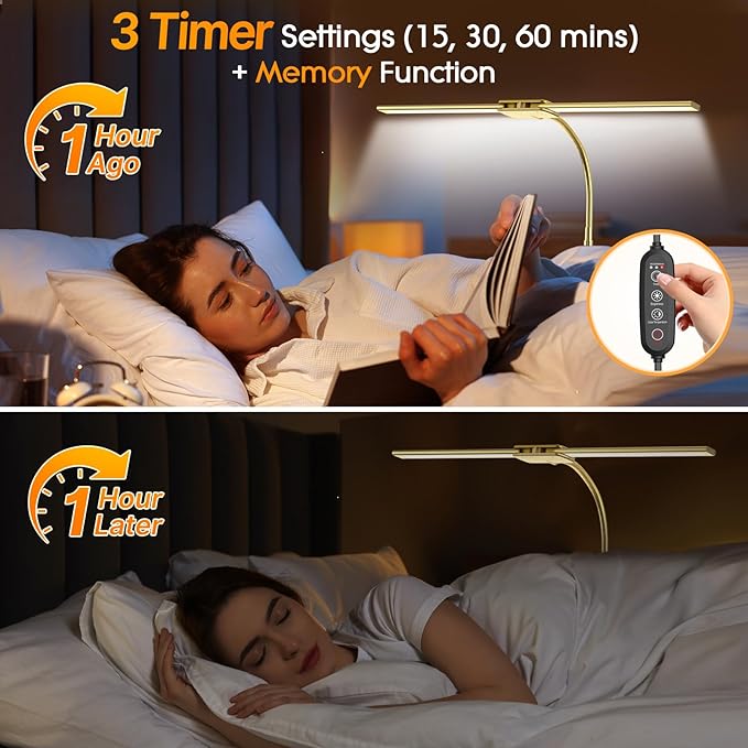 Syrinx LED Desk Lamp for Office Home, Dual Head Eye-Care Architect Table Lamp, Gesture/Wired Control, Flexible Neck, Bright Desk Light with Memory/Timer, 50 Lighting Modes for Study, Drafting, Gold