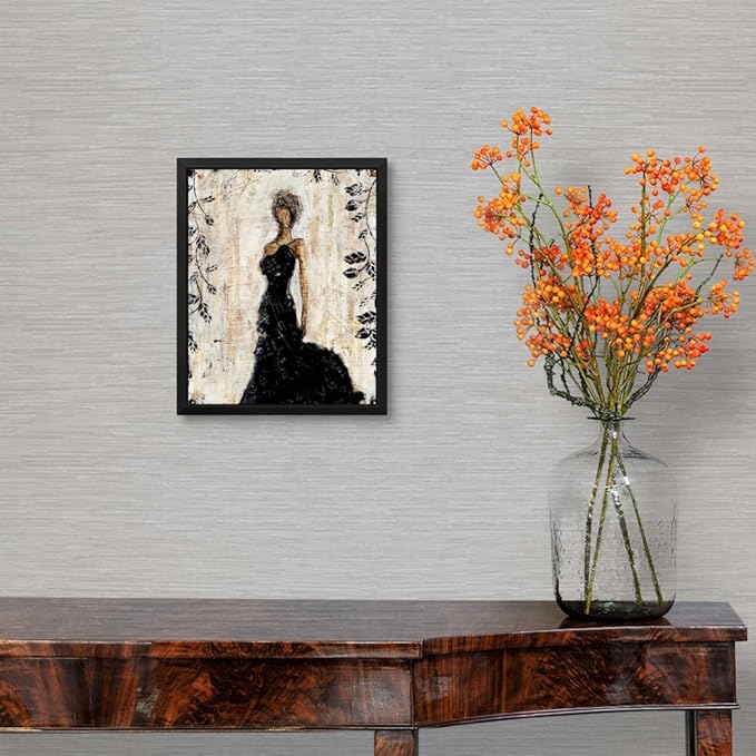 CANVAS ON DEMAND Dark Beauty Natural Wood Float Framed Canvas Wall Art Print by Erin Ashley, Abstract, Contemporary, Figurative, Glam, Home Decor, Woman, Trendy Artwork,8" x10in