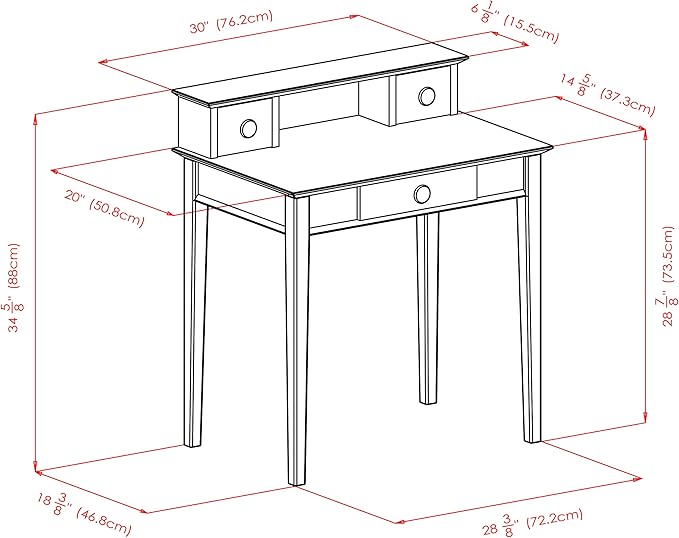 Winsome Studio Writing Desk with 3 Drawers in Honey, Classic Small Home Office Computer Table, Sturdy Furniture for Bedroom, Living Room, Compact & Convenient for Small Spaces