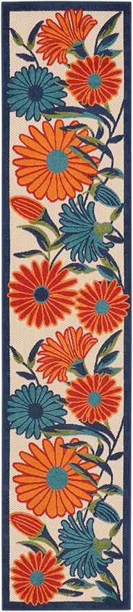 Nourison Home Aloha Multicolor 2' x 6' Area Rug - Easy Clean, Non Shedding, Bed Room, Living Room, Dining Room, Kitchen (6' Runner)