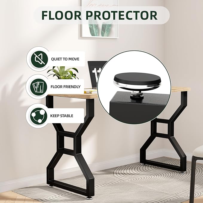 Metal Table Legs 28" H x 20" W Furniture Desk Bench Dining Table Legs with Adjustable Feet Gourd Shape Heavy Duty Desk Legs Set of 2 Black