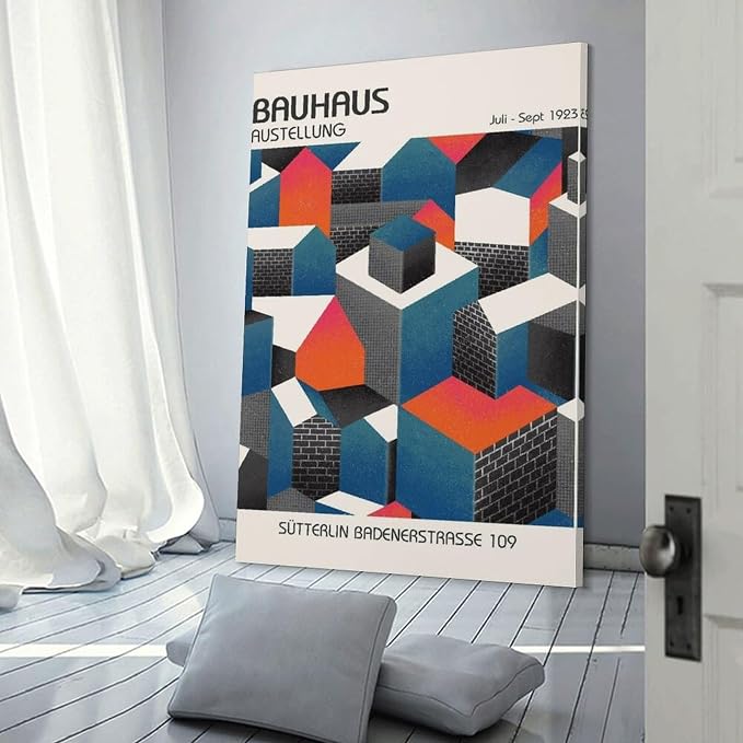 Bauhaus Poster, Bauhaus Print, Bauhaus Wall Art, Modern Home Decor, Bauhaus Exhibition Poster Poster for Room Aesthetics Canvas Wall Art Poster And Print Frame-style 24x36inch(60x90cm)