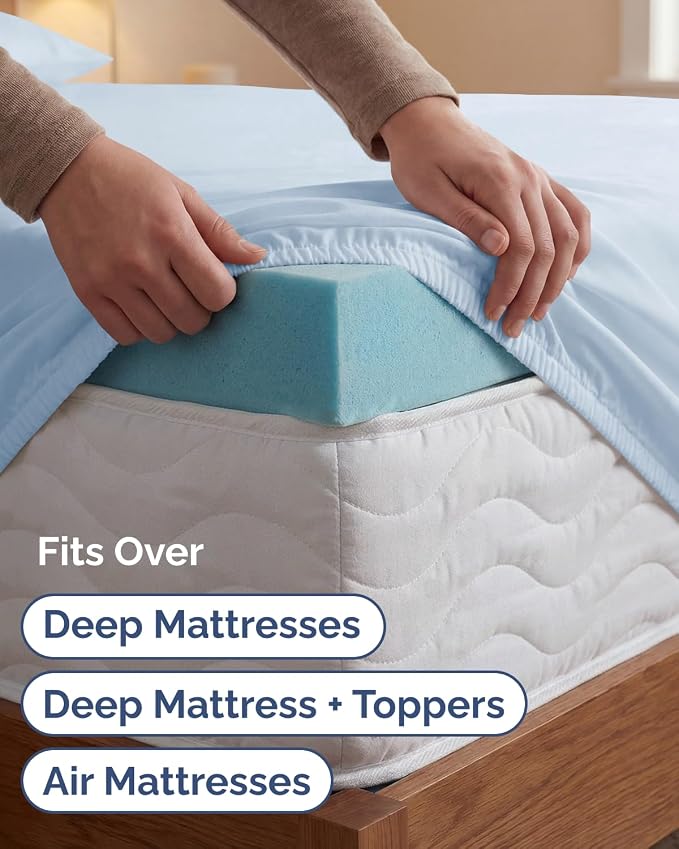 Extra Deep Twin XL Sheet Set - 4 Piece College Dorm Bed Sheets Set with Extra Deep Pockets - Ultra-Soft, Comfy & Breathable Bedding for Women, Men, Kids & Teens - Wrinkle & Fade Resistant - Sky Blue