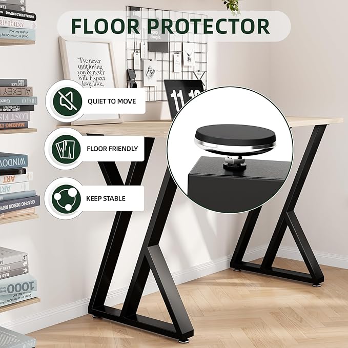 Height Table Legs 35" H x 24" W Furniture Desk Bench Dining Table Base Counter Outdoor Heavy Duty Desk Legs with Adjustable Feet Z Shape Set of 2 Black