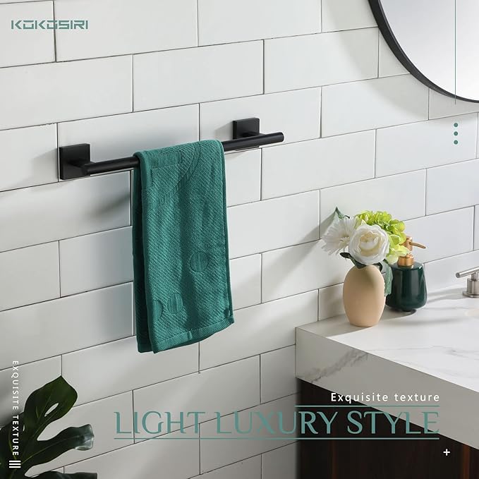 KOKOSIRI Bathroom Towel Bars 16 Inch Towel Rail Matte Black 40CM Hand Towel Holder for Bath Kitchen Wall Stainless Steel B4005BK-L16