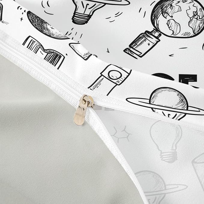 Erosebridal Science Students Duvet Cover Set Education Chemistry Queen Bedding Sets for Little Boys | Science Educational Comforter Cover Back to School Supplies Bed Sets, Room Decor Aesthetic