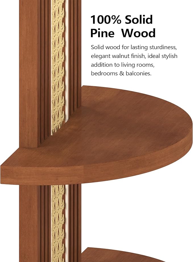 Floating Shelves for Wall,Boho Rattan Plant Shelf Wall Mounted,Mid Century Hanging Small Decorative Shelf,2 Tier Natural Wood Shelves for Living Room,Bedroom,Nursey Room,2-Pack (Walnut)