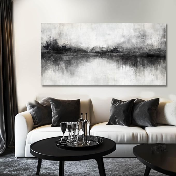 Black And White Wall Art Large Wall Decor Abstract Framed Wall Art Posters for Men Room Vintage Photo Pictures 24"x48"
