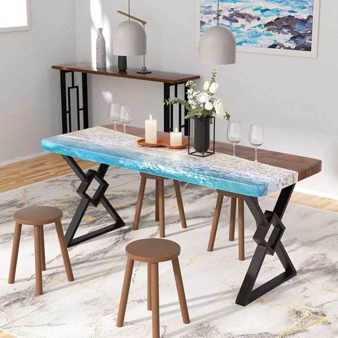 Metal Table Legs - 28x24 inch, Diamond-Shape Black, Heavy Duty for Dining/Desk/Office/Computer - Set of 2