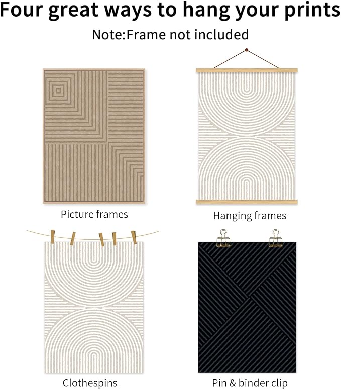 Abstract Modern Wall Decor Art Set of 3 Boho Neutral Canvas Wall Art Beige Minimalist Line Wall Art Decor Brown Black Art Modern Abstract Prints Pictures for Living Room Bedroom 12x16 Inch Unframed